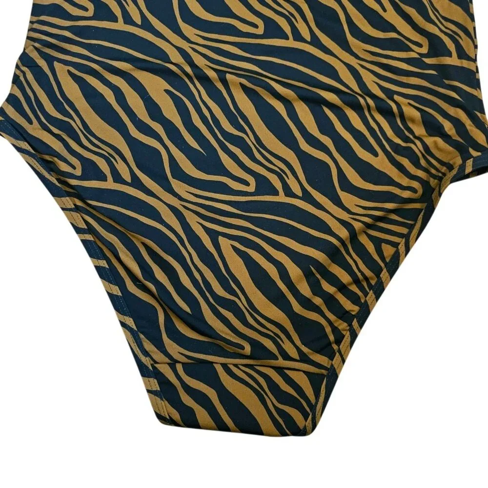 Knix Animal Print One Piece Classic Swimsuit Leakproof Tiger Print Sz M‎ Brown